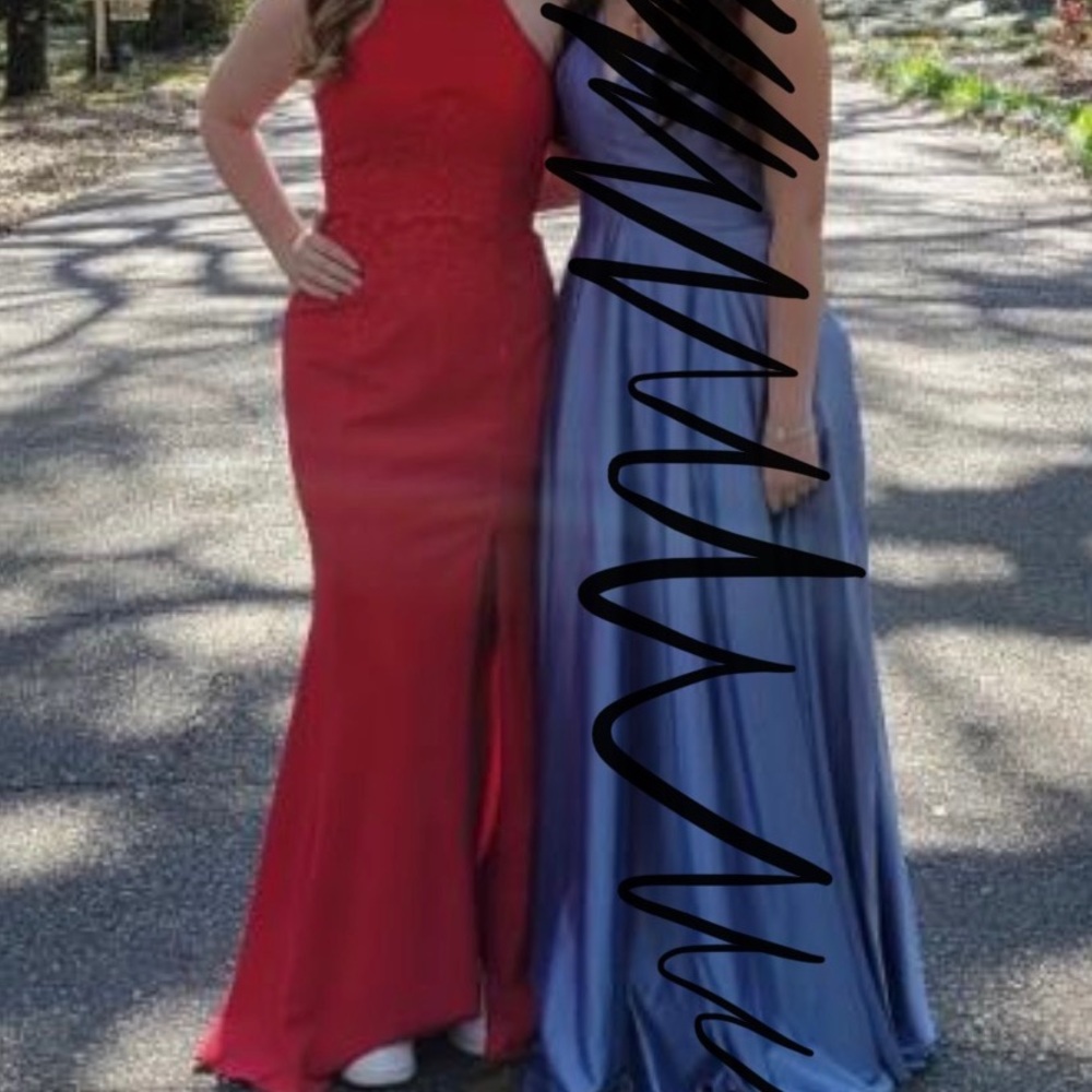 Red lace prom dress